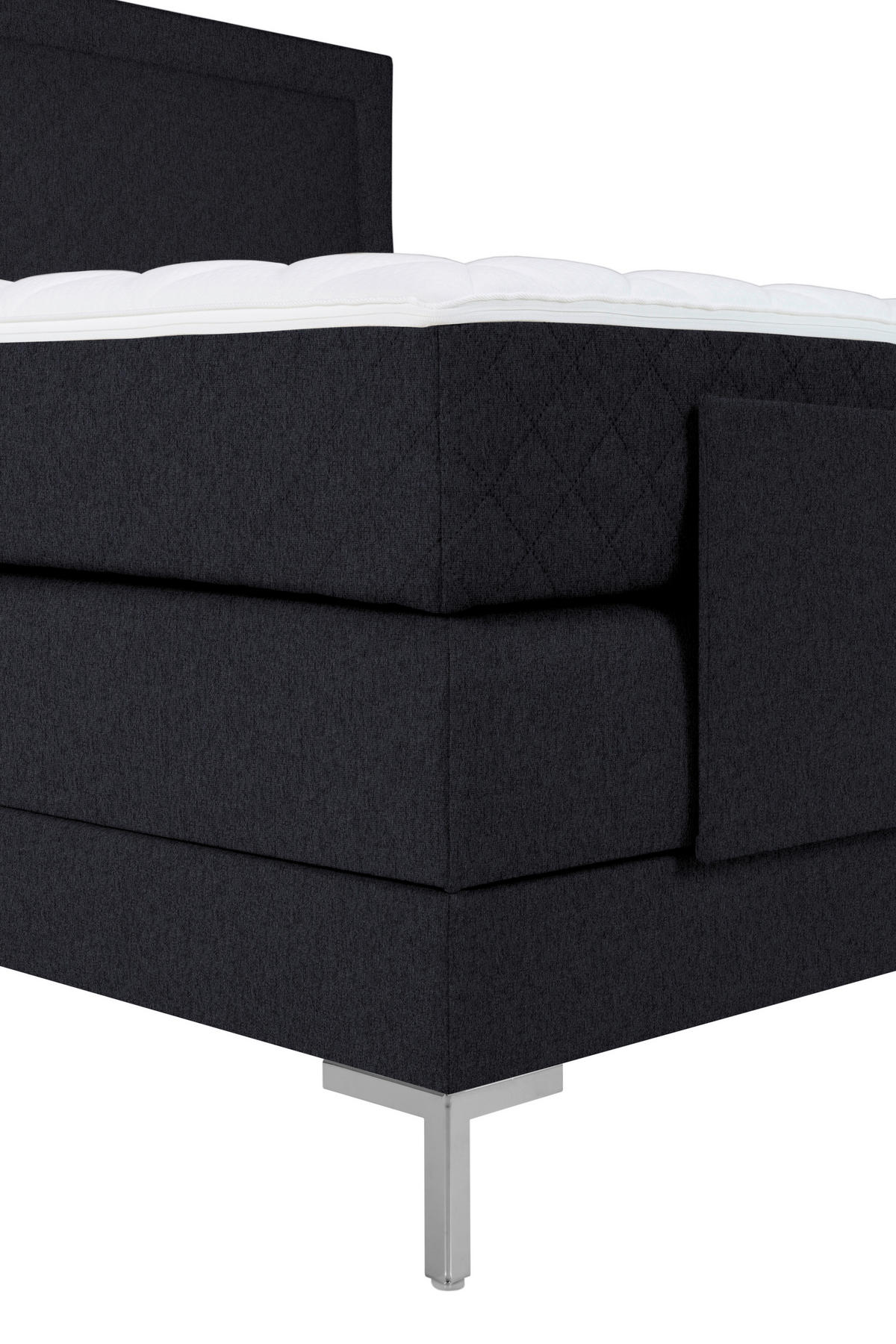 BOXSPRINGBETT 180/200 cm  in Anthrazit  - Anthrazit/Alufarben, Design, Textil/Metall (180/200cm) - Welnova