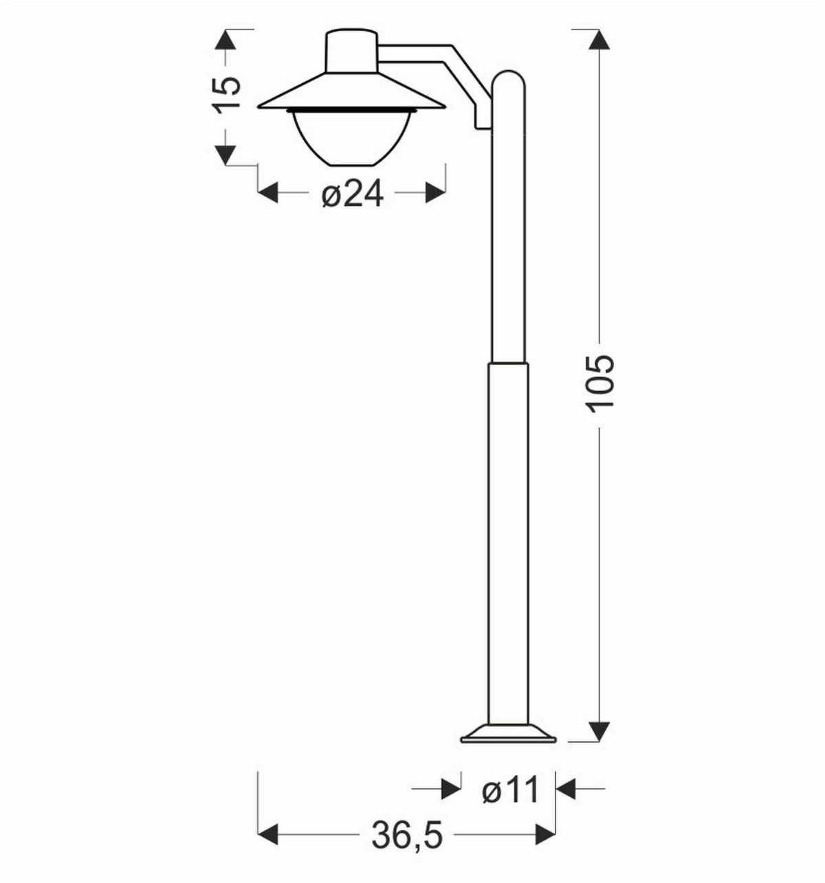 LED-UTOMHUSLAMPA - svart, Klassisk, metall (24/36.5/105cm)