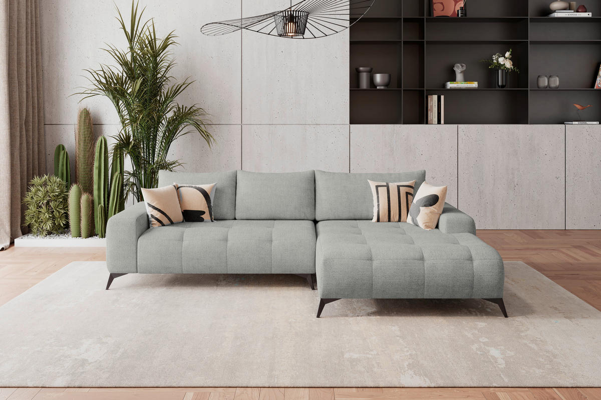 HÖRNSOFFA i flatväv ljusgrå  - ljusgrå/svart, Trend, metall/textil (290/175cm) - MID.YOU