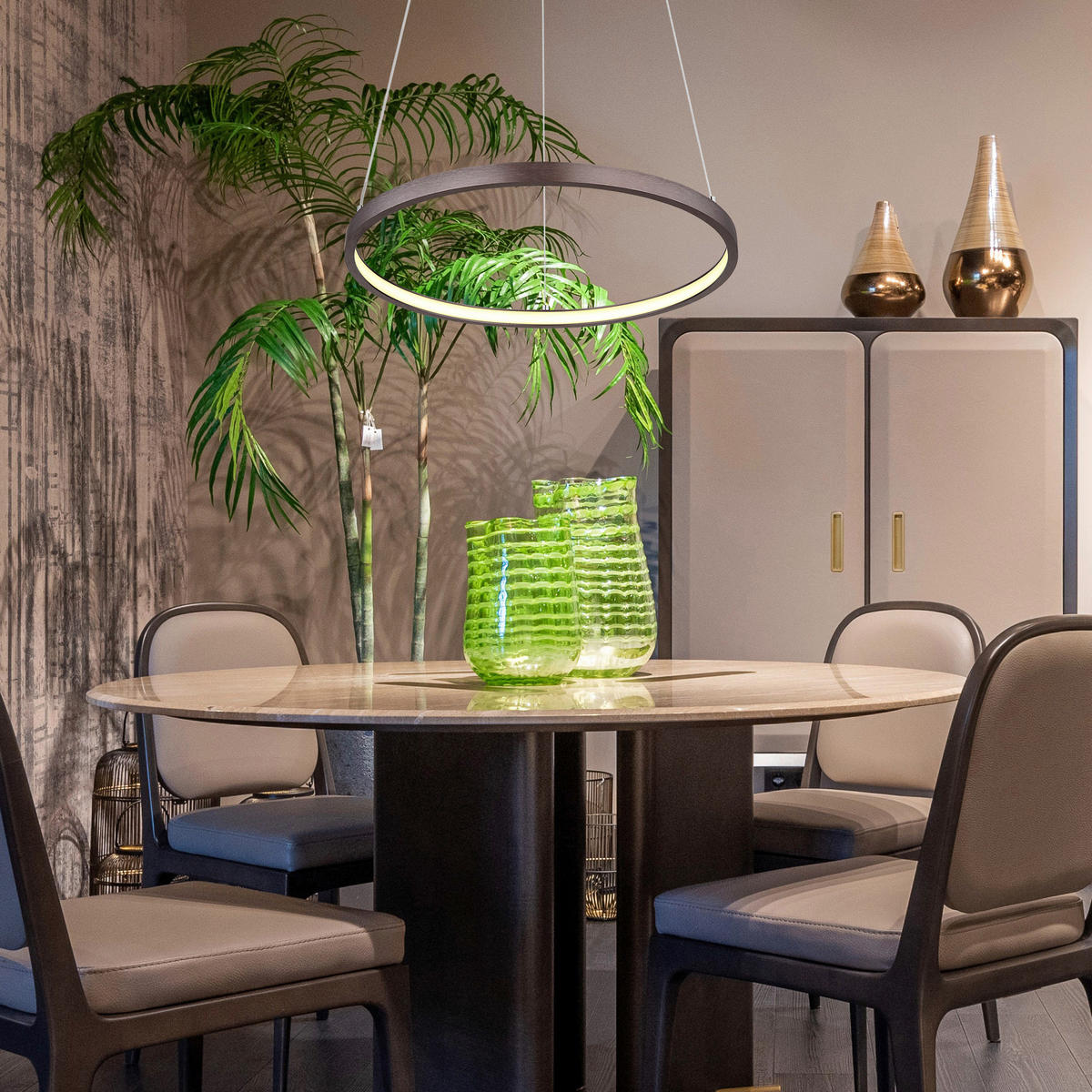LED FÜGGŐLÁMPA 38,5/120 cm  - barna/opál, Design, műanyag/fém (38,5/120cm) - Globo