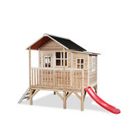 SPIELHAUS  - Rot/Naturfarben, KONVENTIONELL, Holz/Kunststoff (322/190/215cm) - EXIT Toys