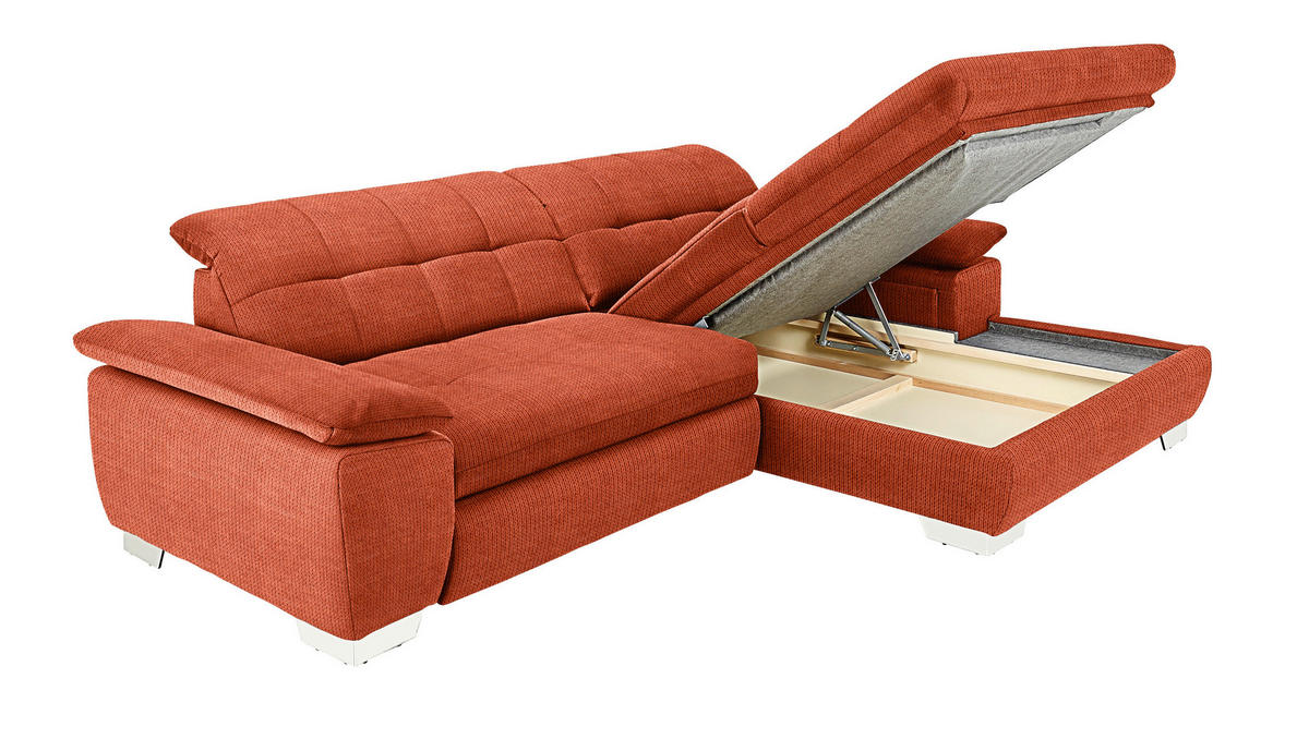 ECKSOFA in Mikrofaser Orange  - Chromfarben/Orange, Design, Textil/Metall (265/180cm) - Carryhome