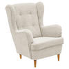 OHRENSESSEL in Webstoff Creme, Eiche Wotan  - Eiche Wotan/Creme, Basics, Holz/Textil (78/102/98cm) - Carryhome