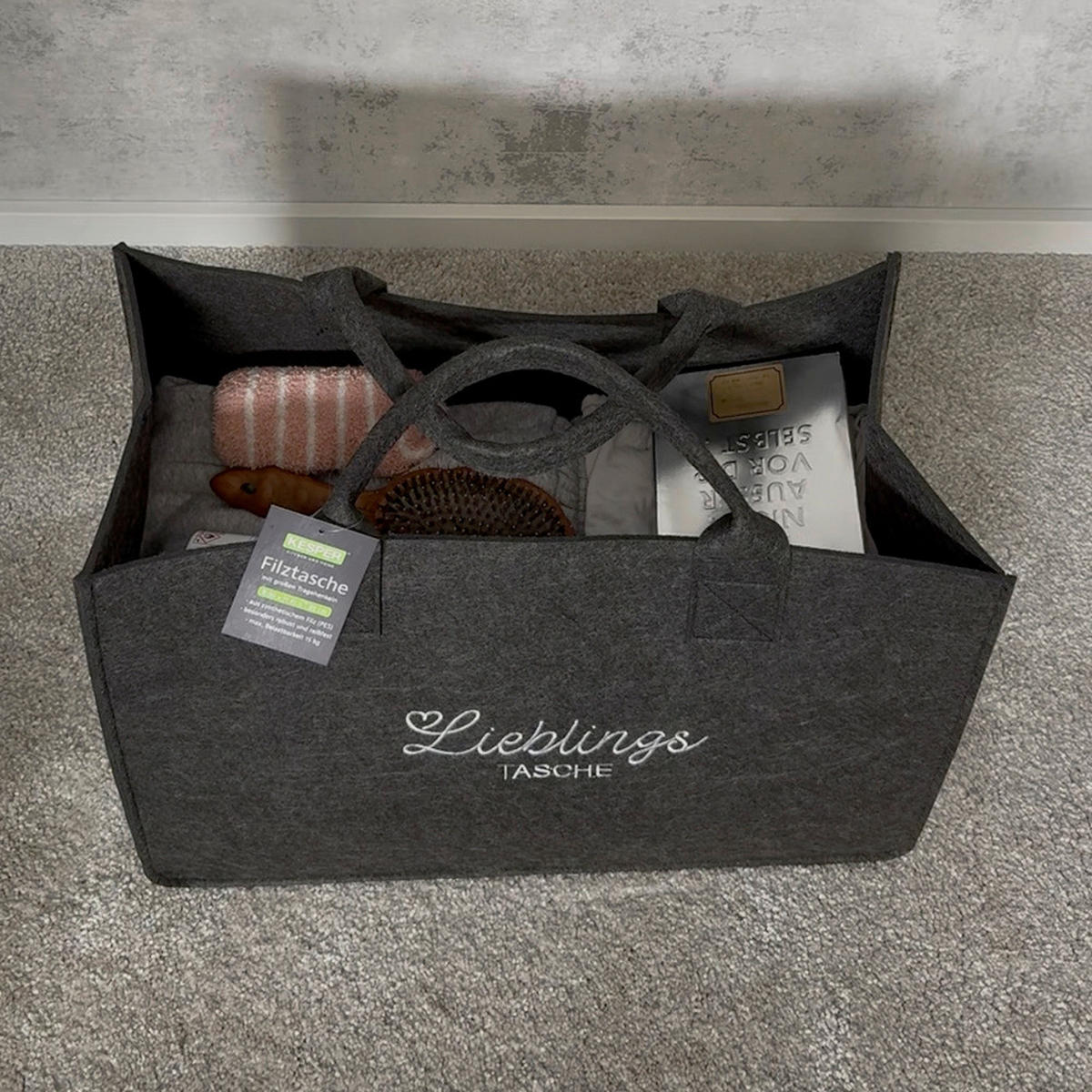 EINKAUFSTASCHEN 2ER SET  - Dunkelgrau/Hellgrau, Basics, Kunststoff (50/34/25cm) - Kesper