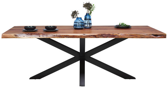 Esstisch Akazie Massiv Rechteckig Schwarz Akaziefarben Online