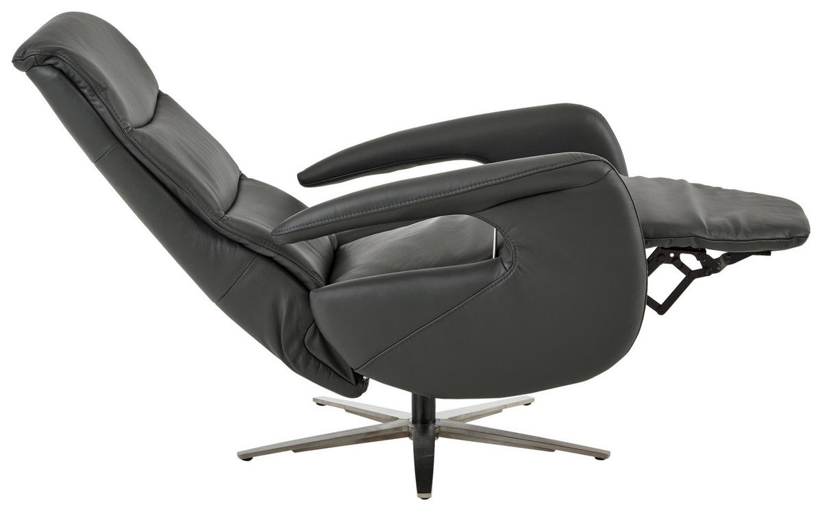 RELAXSESSEL in Leder Anthrazit  - Anthrazit/Silberfarben, KONVENTIONELL, Leder/Metall (71/110/99cm) - Dieter Knoll