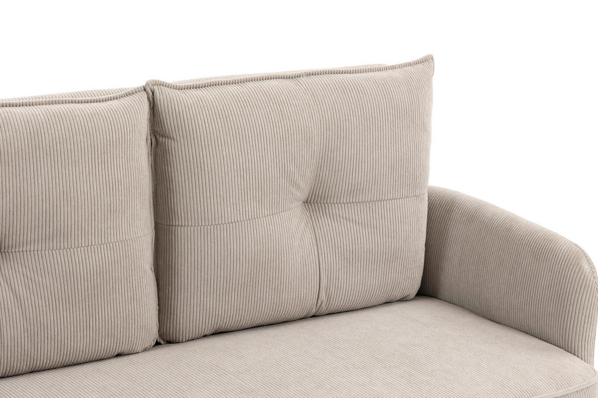 SITZBANK 180/93/67 cm Cord Beige Metall  - Beige/Schwarz, Design, Textil/Metall (180/93/67cm) - Novel