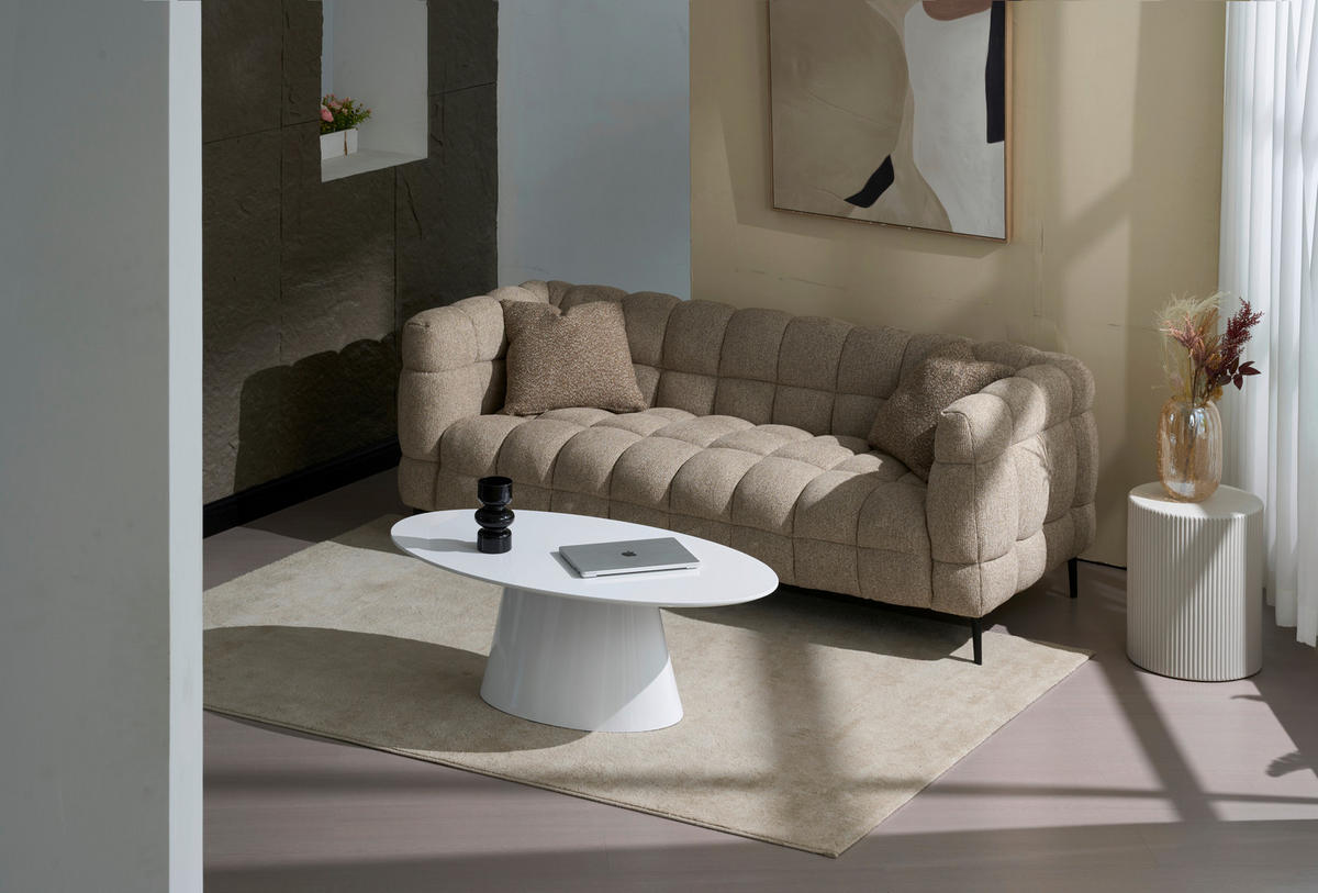 COUCHTISCH 110/60/40 cm oval Weiß Hochglanz  - Weiß Hochglanz, Basics, Holzwerkstoff (110/60/40cm) - MID.YOU