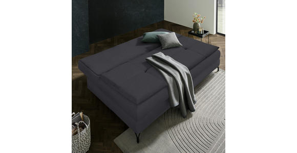 SCHLAFSOFA in Flachgewebe Dunkelgrau - Dunkelgrau/Schwarz, MODERN, Textil/Metall (208/73/92/102cm) - Novel