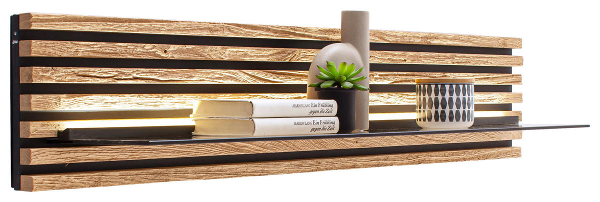 WANDBOARD  125/24/24 cm  - Eichefarben, Design, Glas/Holz (125/24/24cm) - Schöner Wohnen