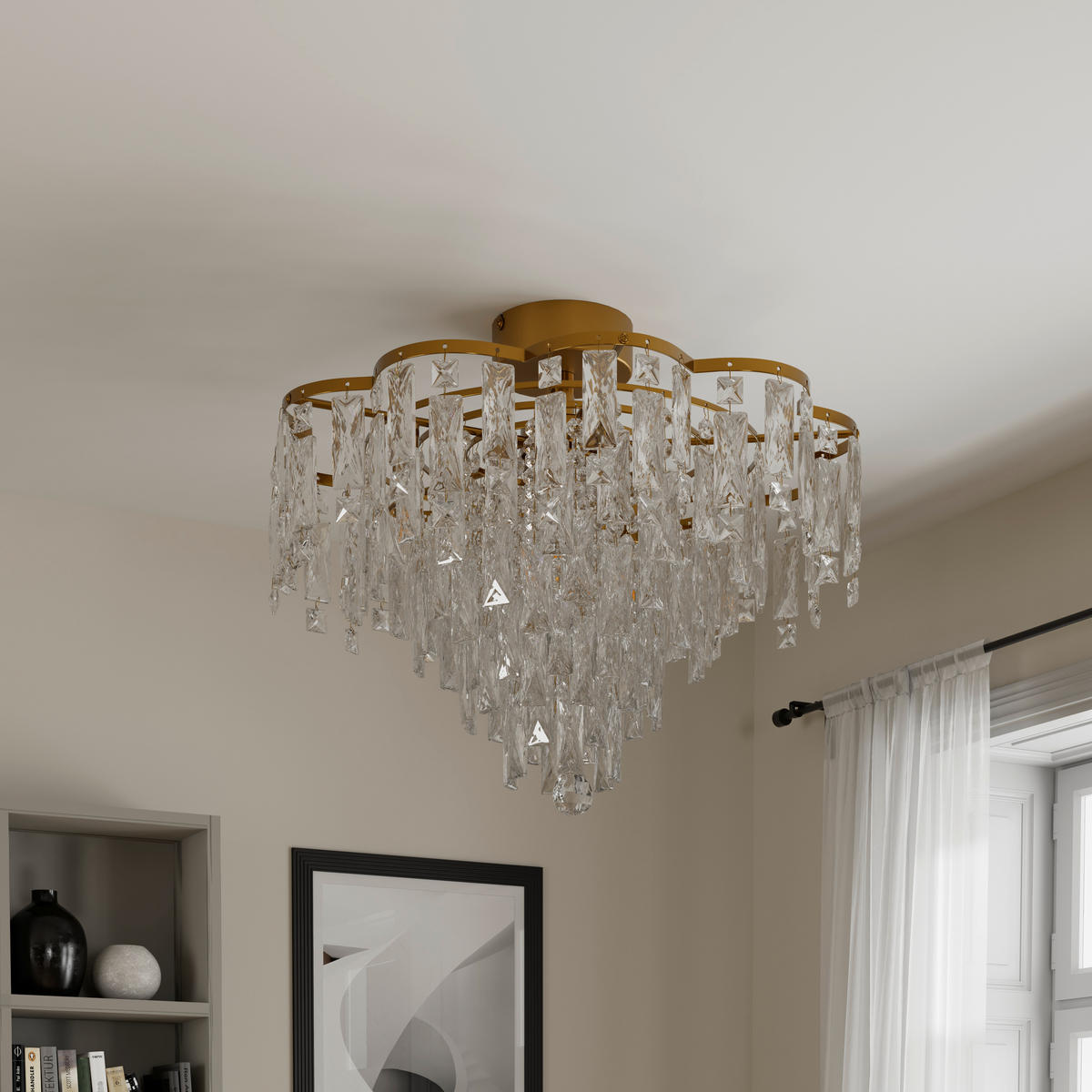 DECKENLEUCHTE Aurelie 50/41 cm   - Klar/Goldfarben, Design, Glas/Metall (50/41cm) - Glandor