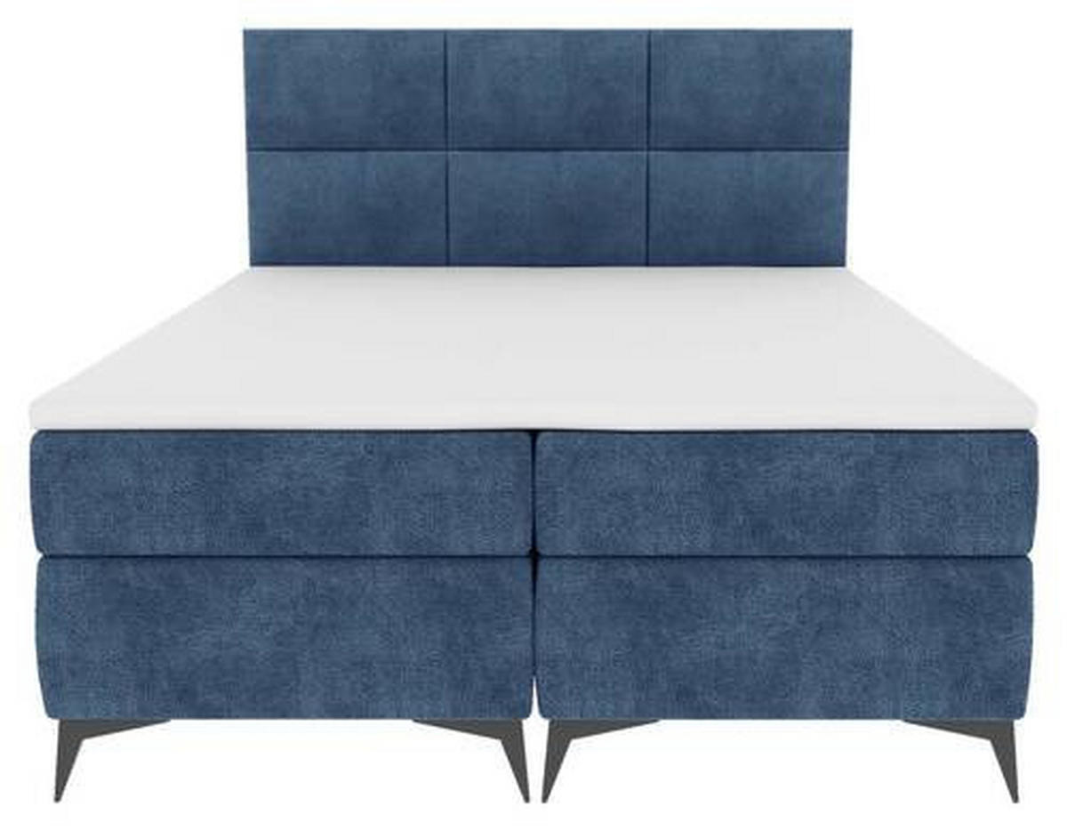 BOXBETT 140/200 cm  in Dunkelblau  - Schwarz/Dunkelblau, KONVENTIONELL, Textil/Metall (140/200cm) - Carryhome