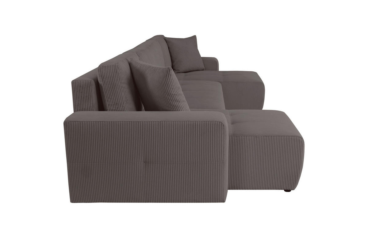 Wohnlandschaft inkl. Funktion Anthrazit Cord  - Anthrazit/Schwarz, KONVENTIONELL, Textil (146/317/146cm) - Xora