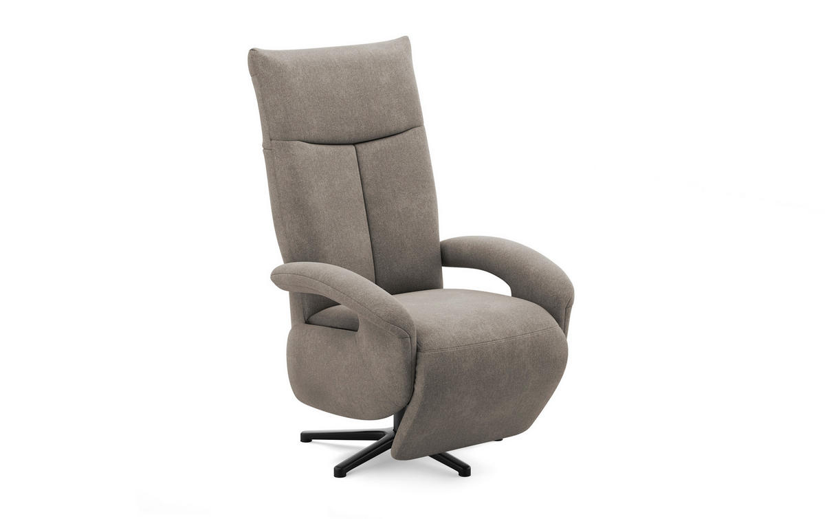 RELAXSESSEL Flachgewebe Kopfteilverstellung, Rücken echt    - Schlammfarben/Schwarz, MODERN, Textil/Metall (74/112/82cm) - Sit & More