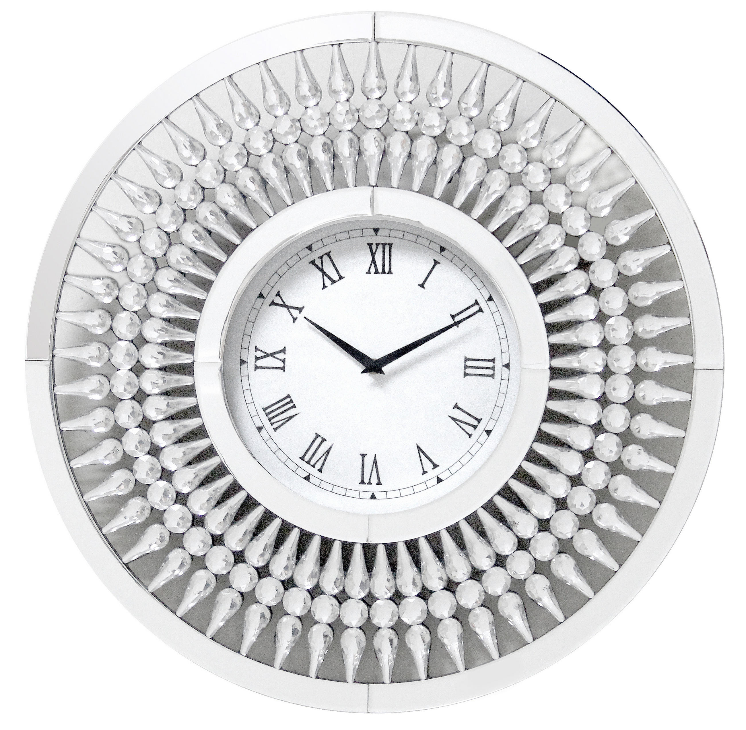 WANDUHR Schwarz, Silberfarben, Weiß  - Silberfarben/Schwarz, Trend, Glas (60cm) - Ambia Home