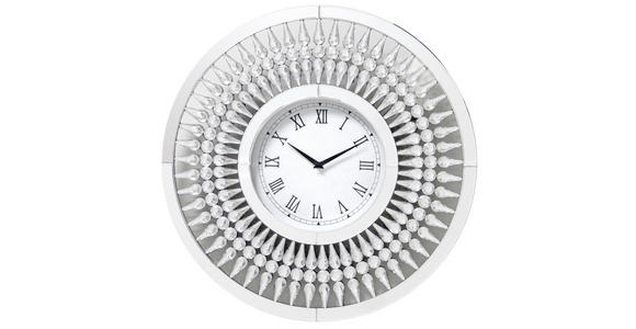 WANDUHR Schwarz, Silberfarben, Weiß  - Silberfarben/Schwarz, Trend, Glas (60cm) - Ambia Home
