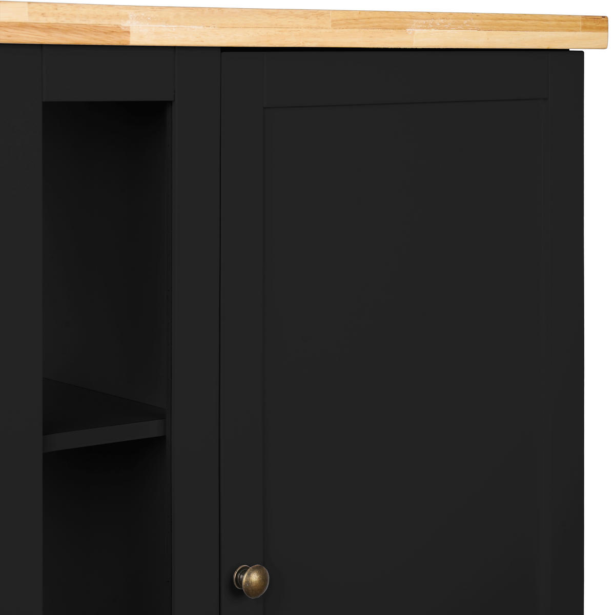 KÜCHENINSEL   in Naturfarben, Schwarz  - Messingfarben/Schwarz, Basics, Glas/Holz (60/90/40cm) - MID.YOU