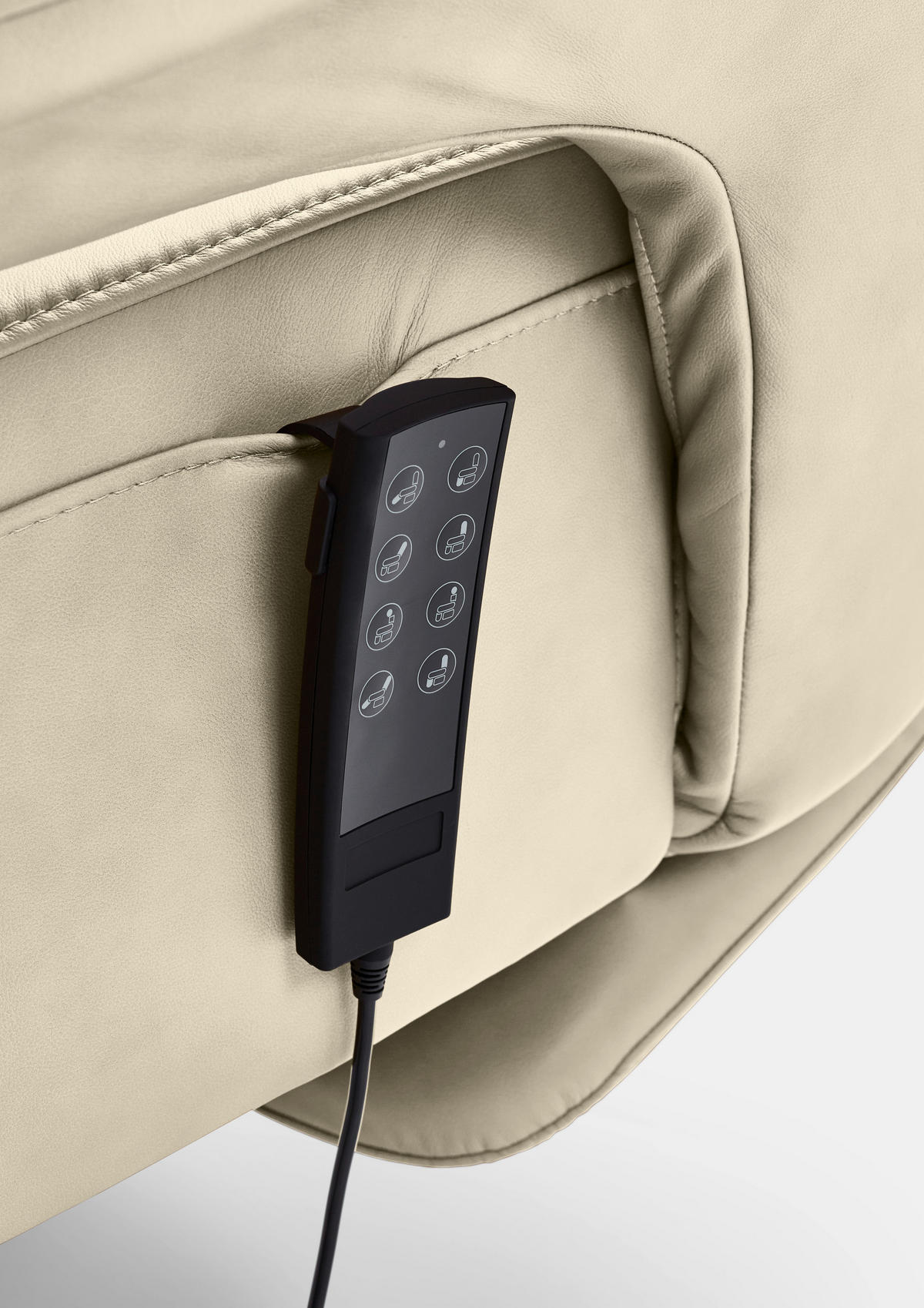 RELAXSESSEL in Leder Creme, Naturfarben  - Creme/Schwarz, Design, Leder/Metall (83/123/87cm) - Valdera