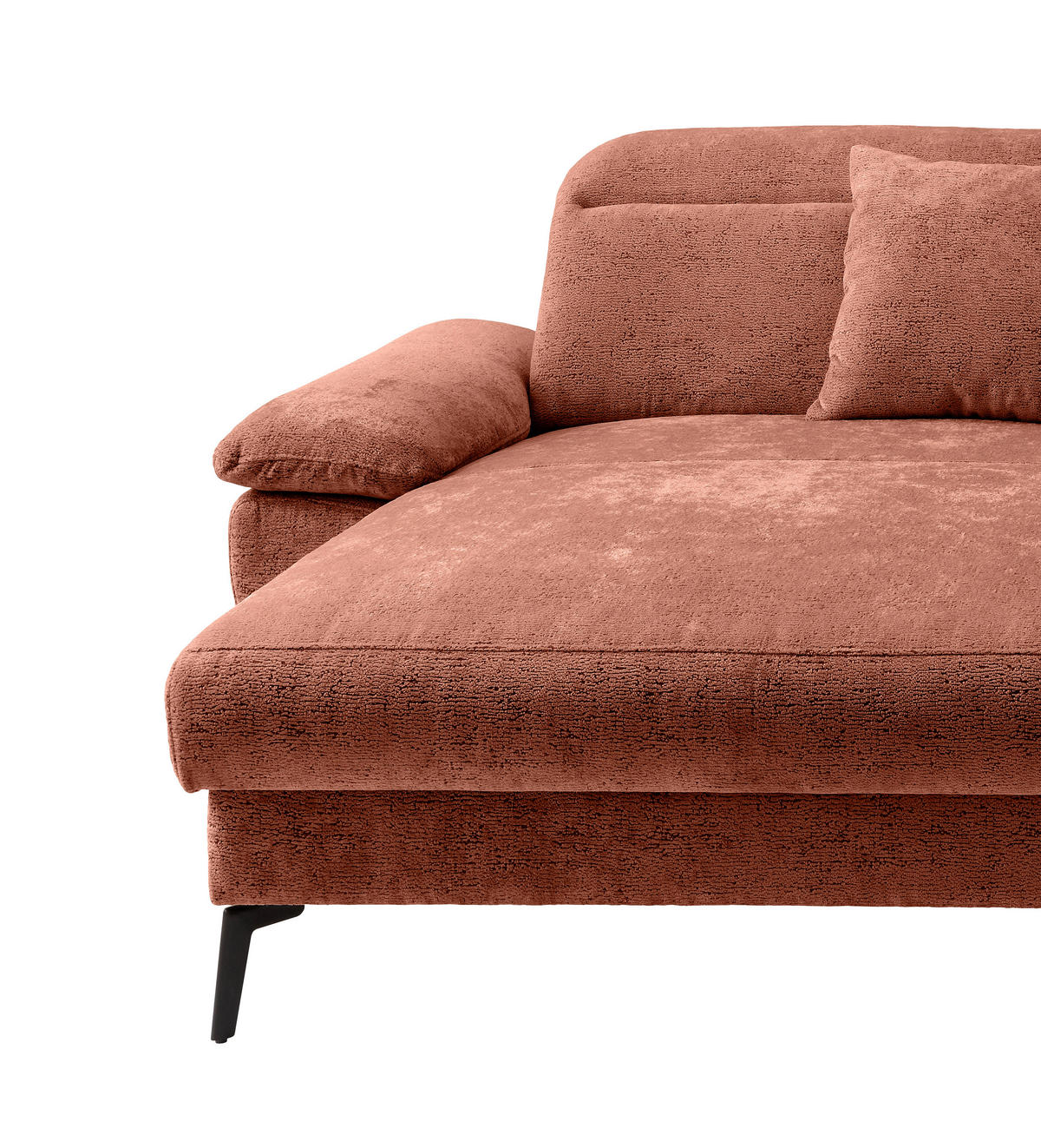 ECKSOFA CANCELLI in Chenille Rostfarben  178/300 cm  - Rostfarben/Schwarz, KONVENTIONELL, Textil/Metall (178/300cm) - Livetastic