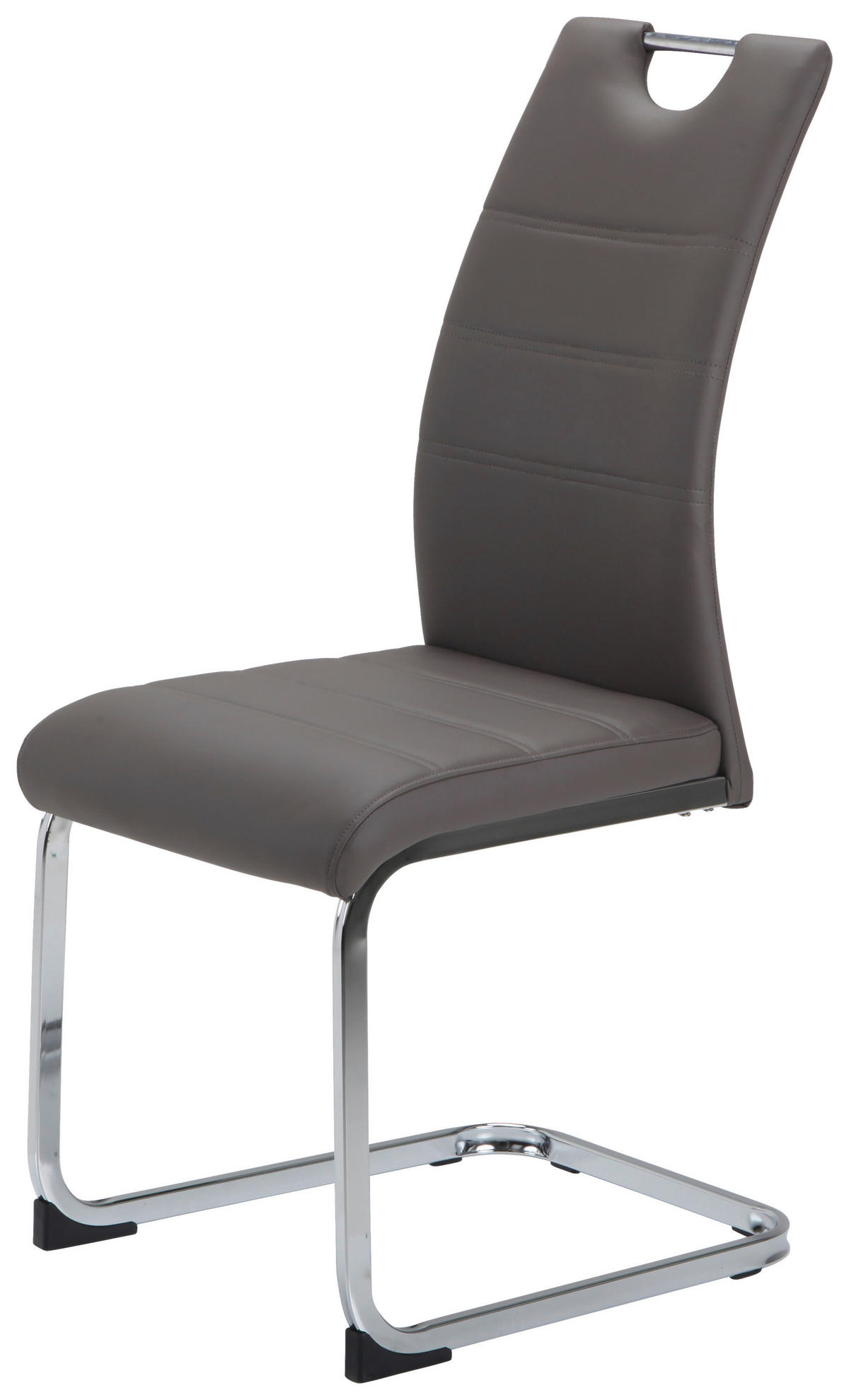 SCAUN CANTILEVER din metal, textil taupe, culoare crom  - culoare crom/taupe, Design, metal/textil (42/99/56cm) - P & B