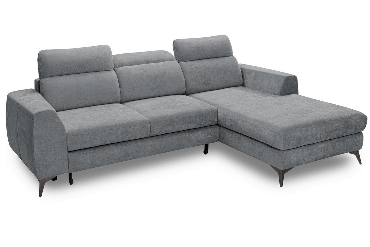 ECKSOFA MUENSTER in Chenille Anthrazit  - Anthrazit/Schwarz, Basics, Textil/Metall (264/191cm) - Livetastic