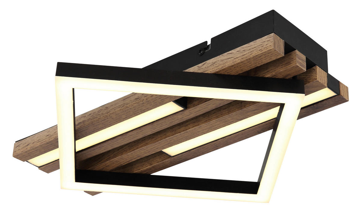 STROPNÍ LED SVÍTIDLO, 33/31/7.5 cm - bílá/tmavě hnědá, Natur, kov/kompozitní dřevo (33/31/7.5cm) - Globo
