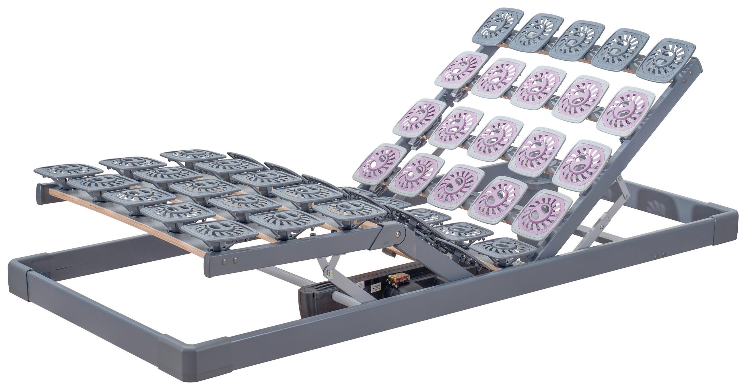 TELLERLATTENROST PREMIUM FLEX 2000 90/200 cm Kopfteil, Fußteil verstellbar, Buche  - Schieferfarben, Basics, Holz (90/200cm) - Tempur