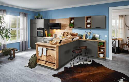 EINBAUKÜCHE   - Graphitfarben, Design, Holzwerkstoff - Dieter Knoll