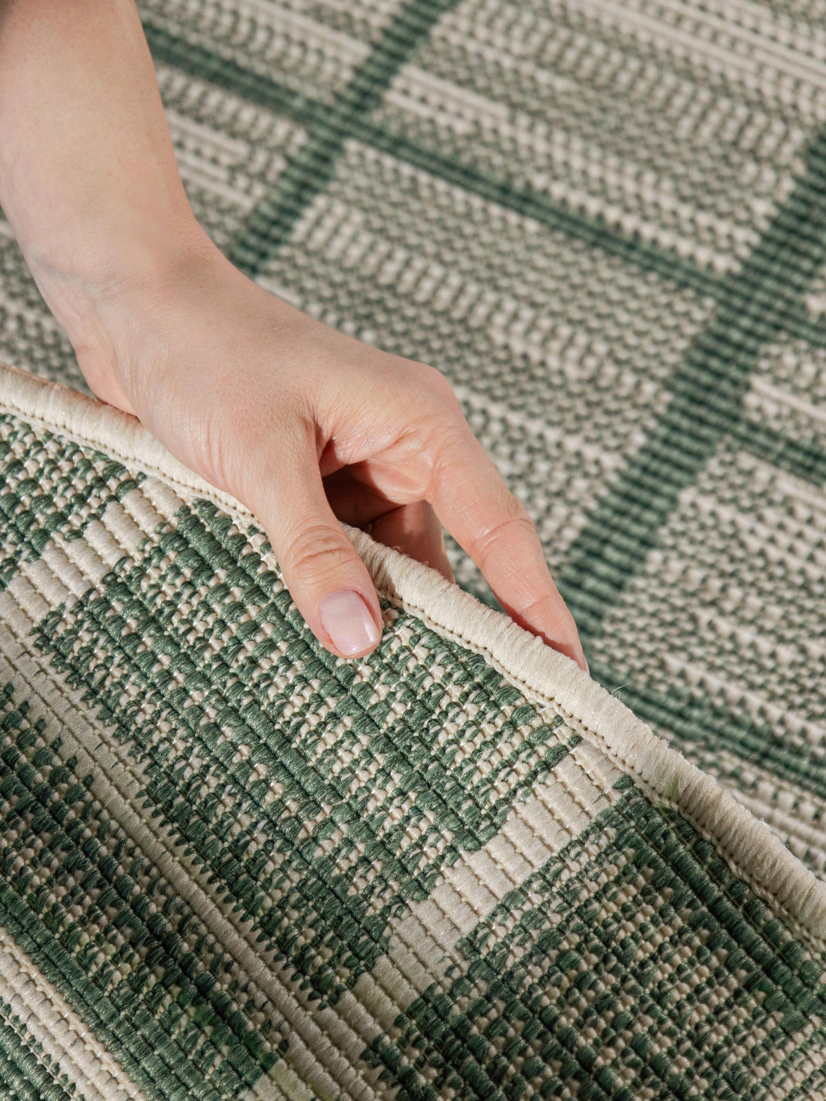 FLACHWEBETEPPICH 200 cm Haringey Grün, Weiß rund  - Weiß/Grün, Design, Kunststoff (200cm)