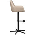 BARHOCKER Echtleder Taupe Eisen Sitzfläche 360° drehbar, inklusive Armlehnen  - Taupe/Schwarz, Design, Leder/Metall (54/99-117/52,5cm) - Novel