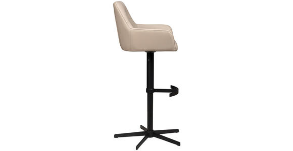 BARHOCKER Echtleder Taupe Eisen Sitzfläche 360° drehbar, inklusive Armlehnen - Taupe/Schwarz, Design, Leder/Metall (54/99-117/52,5cm) - Novel