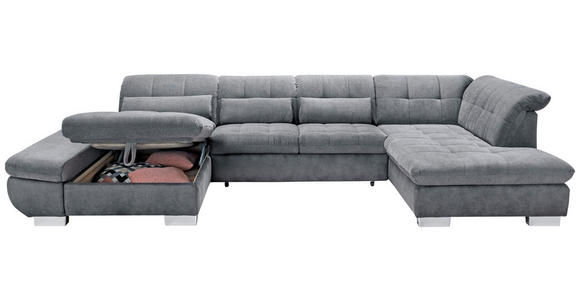 WOHNLANDSCHAFT in Mikrofaser Grau  - Chromfarben/Grau, Design, Kunststoff/Textil (204/350/211cm) - Xora