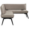 ECKBANK 235/165 cm Webstoff Schwarz, Taupe Buche massiv - Taupe/Schwarz, Basics, Holz/Textil (235/165cm) - Carryhome