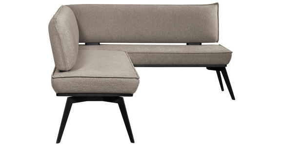 ECKBANK 235/165 cm Webstoff Schwarz, Taupe Buche massiv - Taupe/Schwarz, Basics, Holz/Textil (235/165cm) - Carryhome
