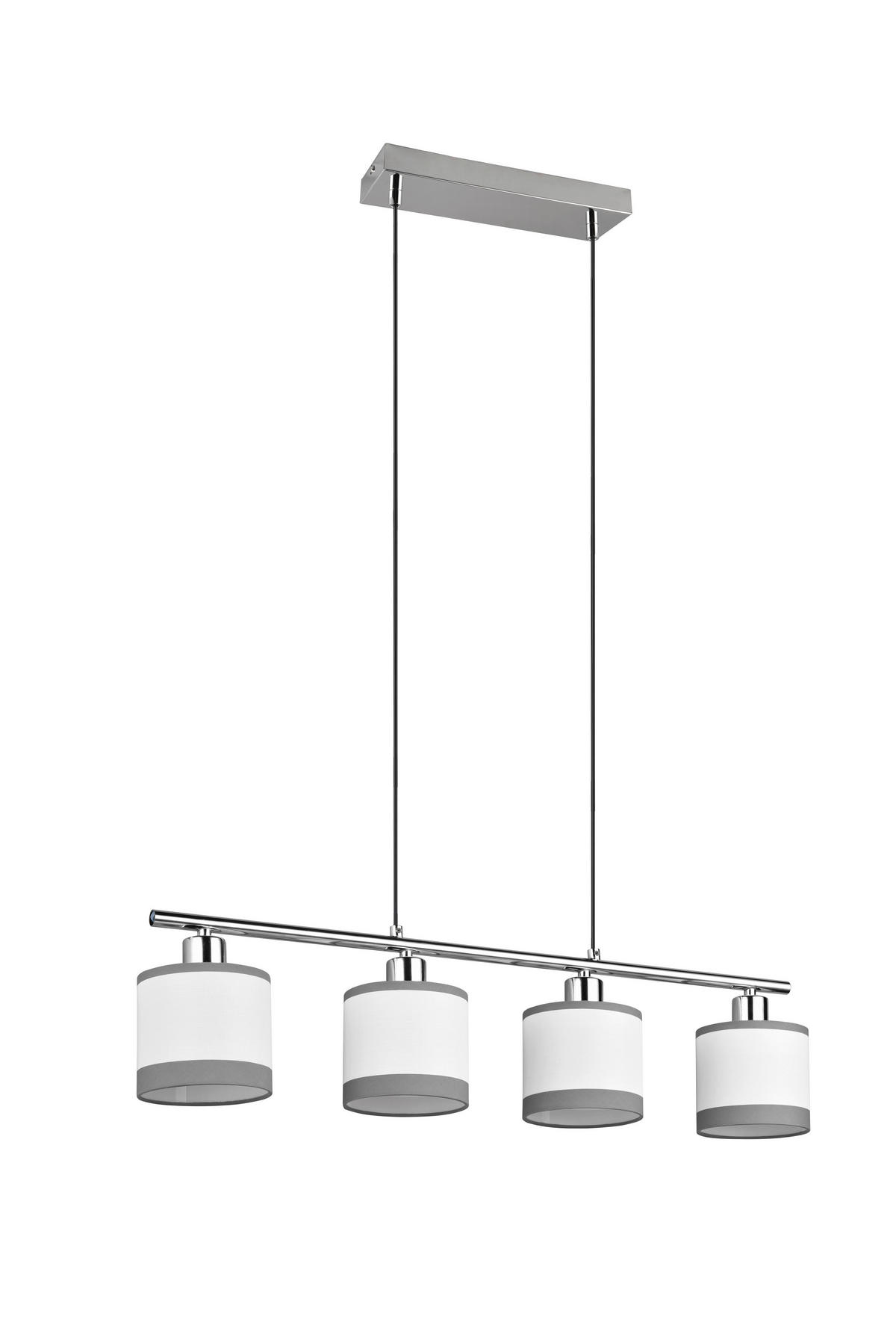 HÄNGLAMPA Davos 75/12/150 cm  - vit/kromfärg, Basics, metall/textil (75/12/150cm)
