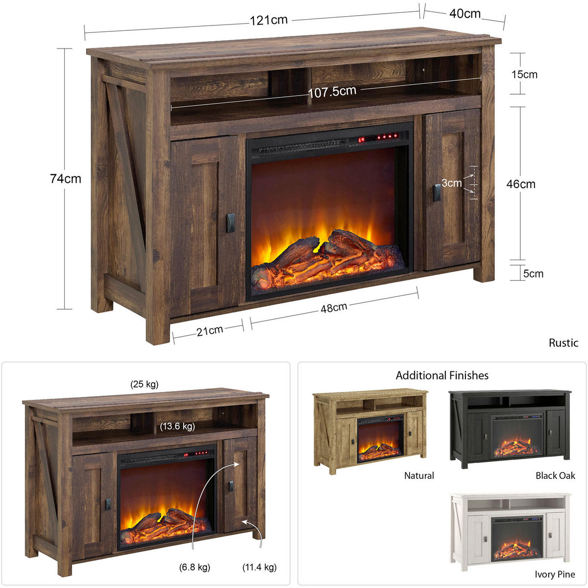 LOWBOARD Farmington  in 121/75/40 cm  - Eichefarben/Schwarz, Design, Holzwerkstoff/Metall (121/75/40cm) - MID.YOU