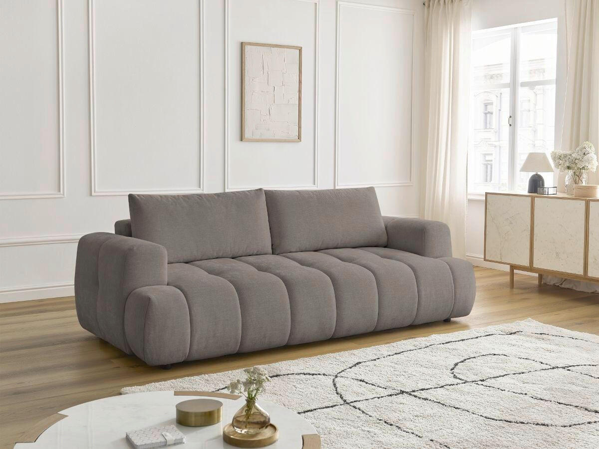 SCHLAFSOFA FUJI Leinenoptik Taupe  inkl.  - Taupe/Schwarz, MODERN, Kunststoff/Textil (251/113/88cm)