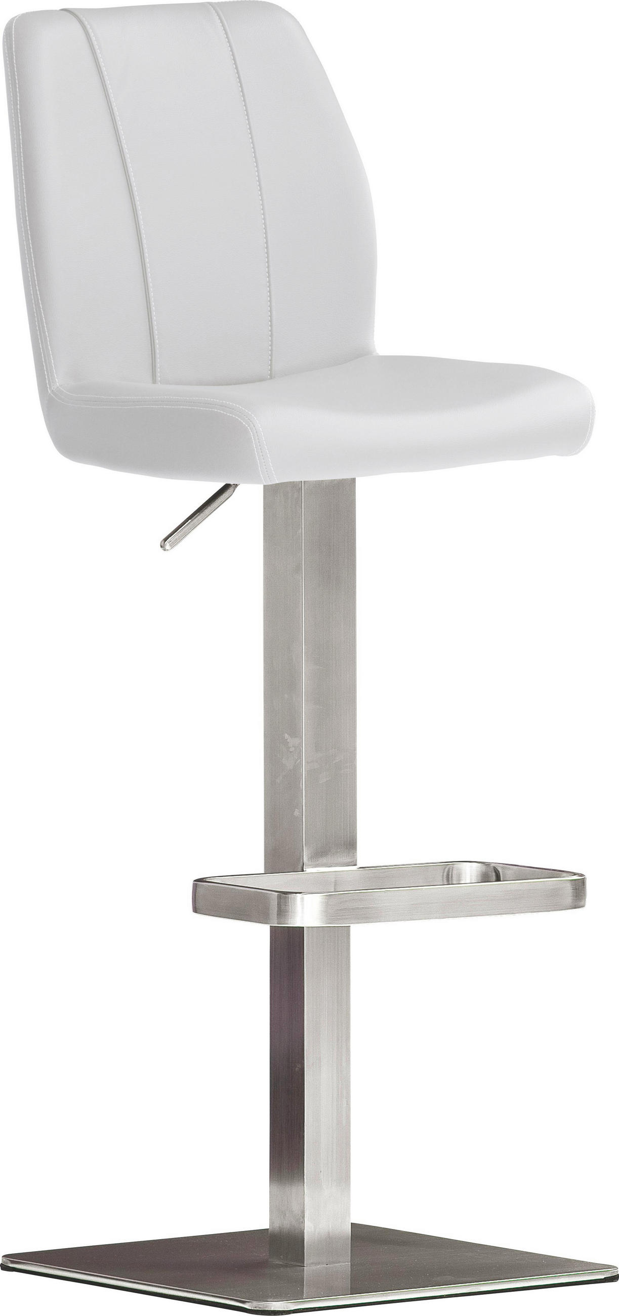 Barhocker in Metall, Textil Weiß, Edelstahlfarben