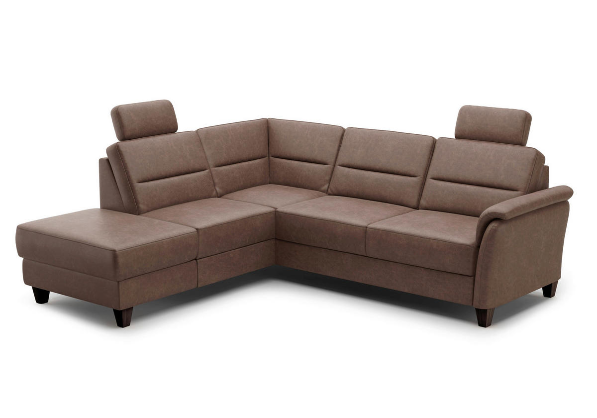 ECKSOFA PALMERA V Haselnussfarben Mikrofaser  - Wengefarben/Haselnussfarben, KONVENTIONELL, Holz/Textil (212/236cm) - Sit & More