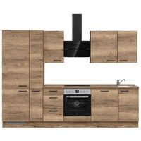 KÜCHENLEERBLOCK 300 cm   in Eiche dunkel  - Eiche dunkel/Schwarz, MODERN, Holzwerkstoff/Metall (300cm) - Nobilia