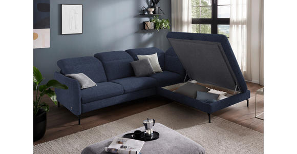 ECKSOFA in Flachgewebe Dunkelblau  - Schwarz/Dunkelblau, Design, Textil/Metall (299/233cm) - Dieter Knoll