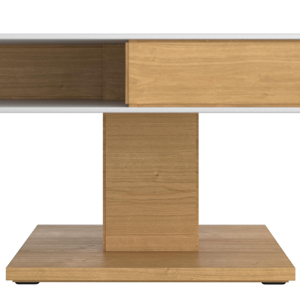 COUCHTISCH Wildeiche furniert, massiv Farbglas 90/90/43 cm quadratisch Weiß, Eichefarben  - Eichefarben/Weiß, Design, Glas/Holz (90/90/43cm) - Voglauer