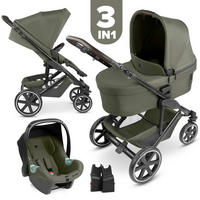 KINDERWAGENSET  Sierra All in One  Pea  - Smaragdgrün/Anthrazit, Basics, Textil/Metall (58,5/111/100cm) - ABC Design
