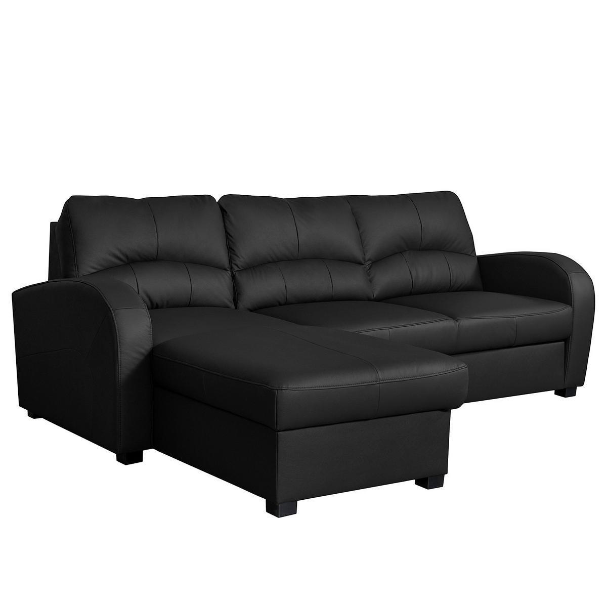 ECKSOFA 168/227 cm TILO in Lederlook Schwarz Bettkasten  168/227 cm  - Schwarz, Design, Kunststoff/Textil (168/227cm) - Livetastic