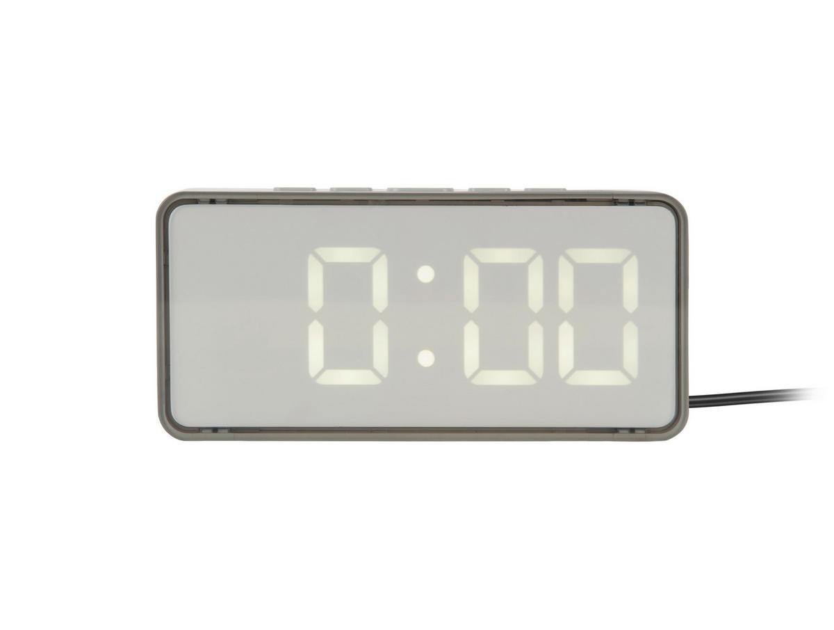 WECKER   - Hellgrau, Basics, Kunststoff (14/3/6,5cm) - Present Time