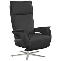 FERNSEHSESSEL in Lederlook (vegan) Schwarz  - Edelstahlfarben/Schwarz, Modern, Textil/Metall (77/116/80cm) - Livetastic