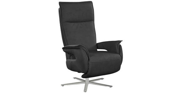 FERNSEHSESSEL Lederlook (vegan) Schwarz - Edelstahlfarben/Schwarz, MODERN, Textil/Metall (77/116/80cm) - Cantus
