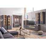 WOHNWAND  in Anthrazit, Eichefarben  384,4/206/48 cm  - Eichefarben/Anthrazit, Design, Glas/Holz (384,4/206/48cm) - Dieter Knoll