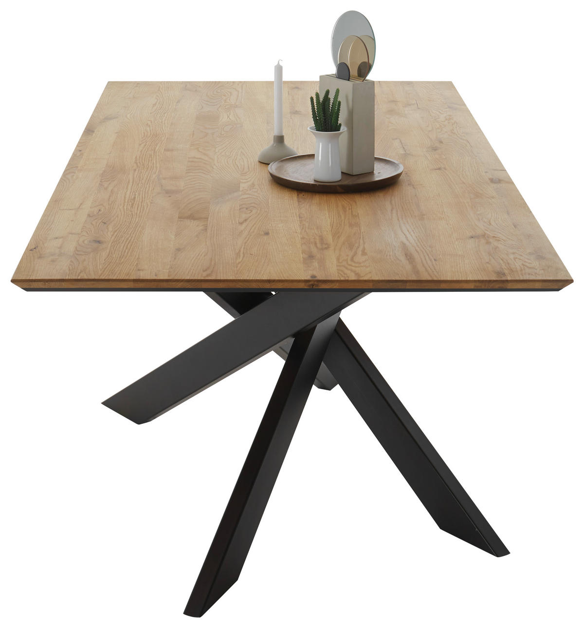 ESSTISCH Eiche massiv rechteckig Eichefarben  - Eichefarben/Schwarz, Natur, Holz/Metall (200/100/75cm) - SetOne by Musterring