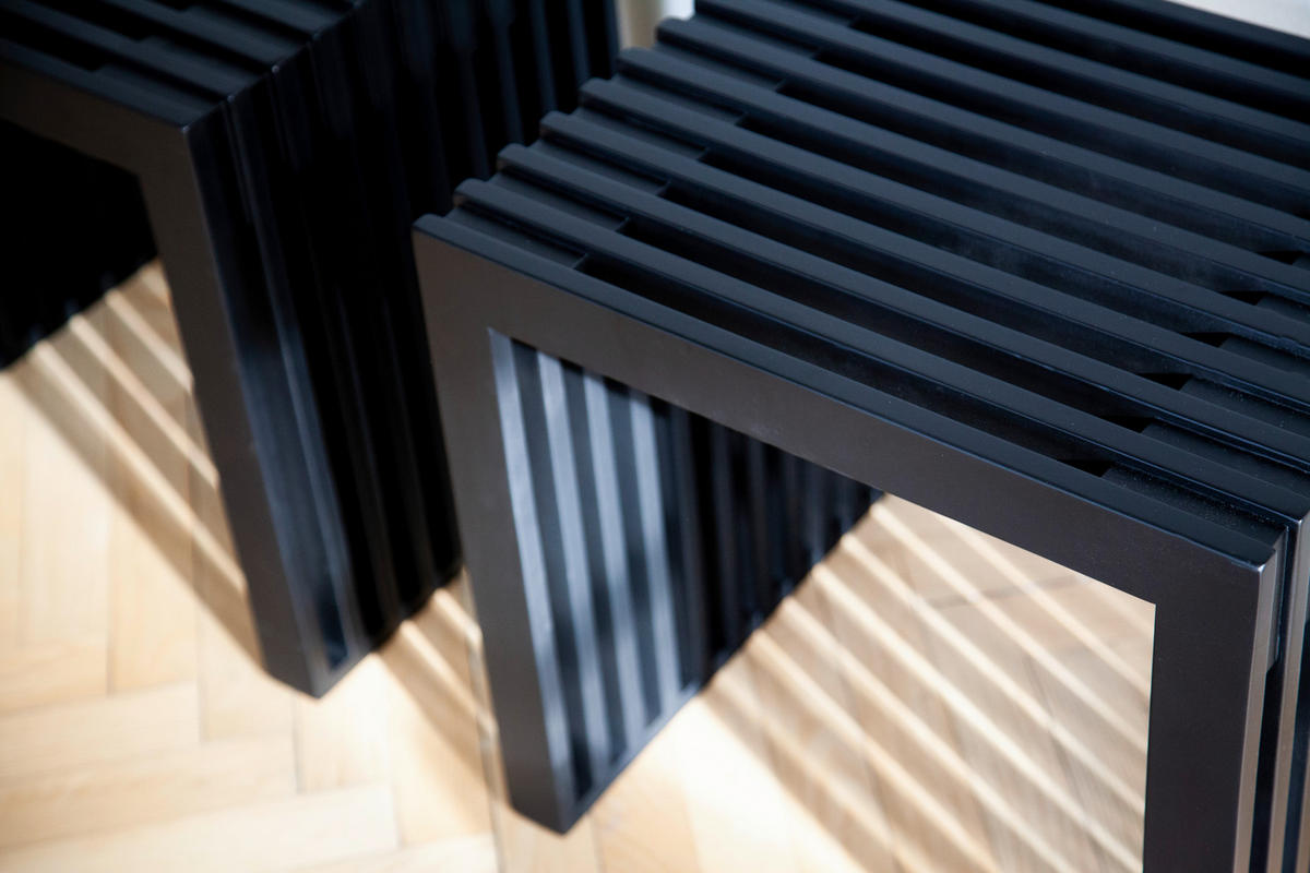 HOCKER Mahagoni Schwarz  - Schwarz, KONVENTIONELL, Holz (45/43/35cm) - MID.YOU